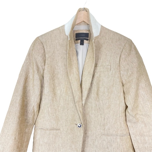 J. Crew Linen Campbell Blazer Tan Size 8 - Picture 3 of 7